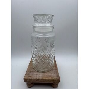 Vintage Planters Peanuts Glass Jar Mr Peanut Embossed Bottom Diamond Pattern 8in